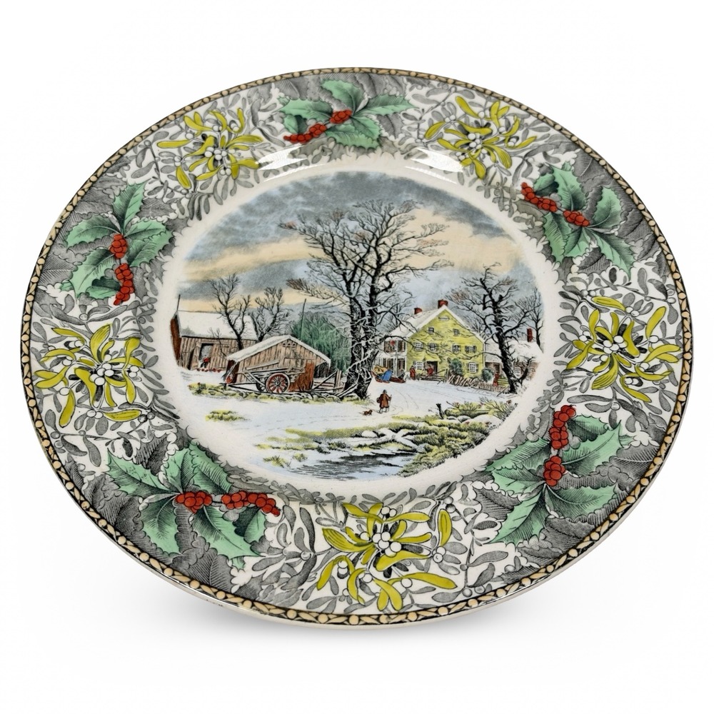 Vintage Adams England Currier Winter in the Country A Cold Morning 10.5 Plate